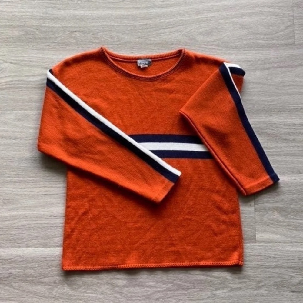 Orange Stripped Long Sleeve Sweater